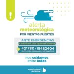 LA DIRECCIÓN DE PROTECCIÓN CIUDADANA INFORMÓ UNA ALERTA AMARILLA POR VIENTOS