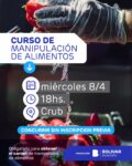 ESTE MIÉRCOLES 8, NUEVA FECHA DEL CURSO DE MANIPULACIÓN DE ALIMENTOS