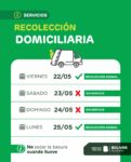 ASÍ SERÁ LA RECOLECCIÓN DE RESIDUOS DOMICILIARIOS DURANTE EL FIN DE SEMANA LARGO