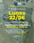 LA COOPERATIVA ELÉCTRICA TENDRÁ UN HORARIO DE ATENCIÓN ESPECIAL EL PRÓXIMO LUNES 22