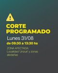 ANUNCIARON UN CORTE DE ENERGÍA PARA ESTE LUNES EN ZONA DE UNZUÉ Y ALREDEDORES