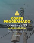 ANUNCIARON UN CORTE PROGRAMADO PARA ESTE JUEVES EN ZONAS URBANAS Y PERIURBANAS